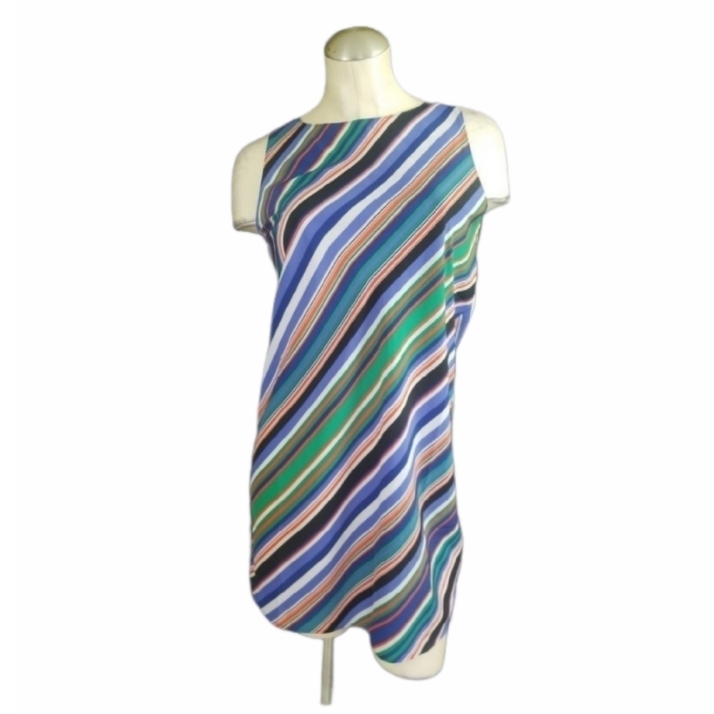 Halogen Size XSP Mini Dress Multi-Color Summer Diagonal Stripes